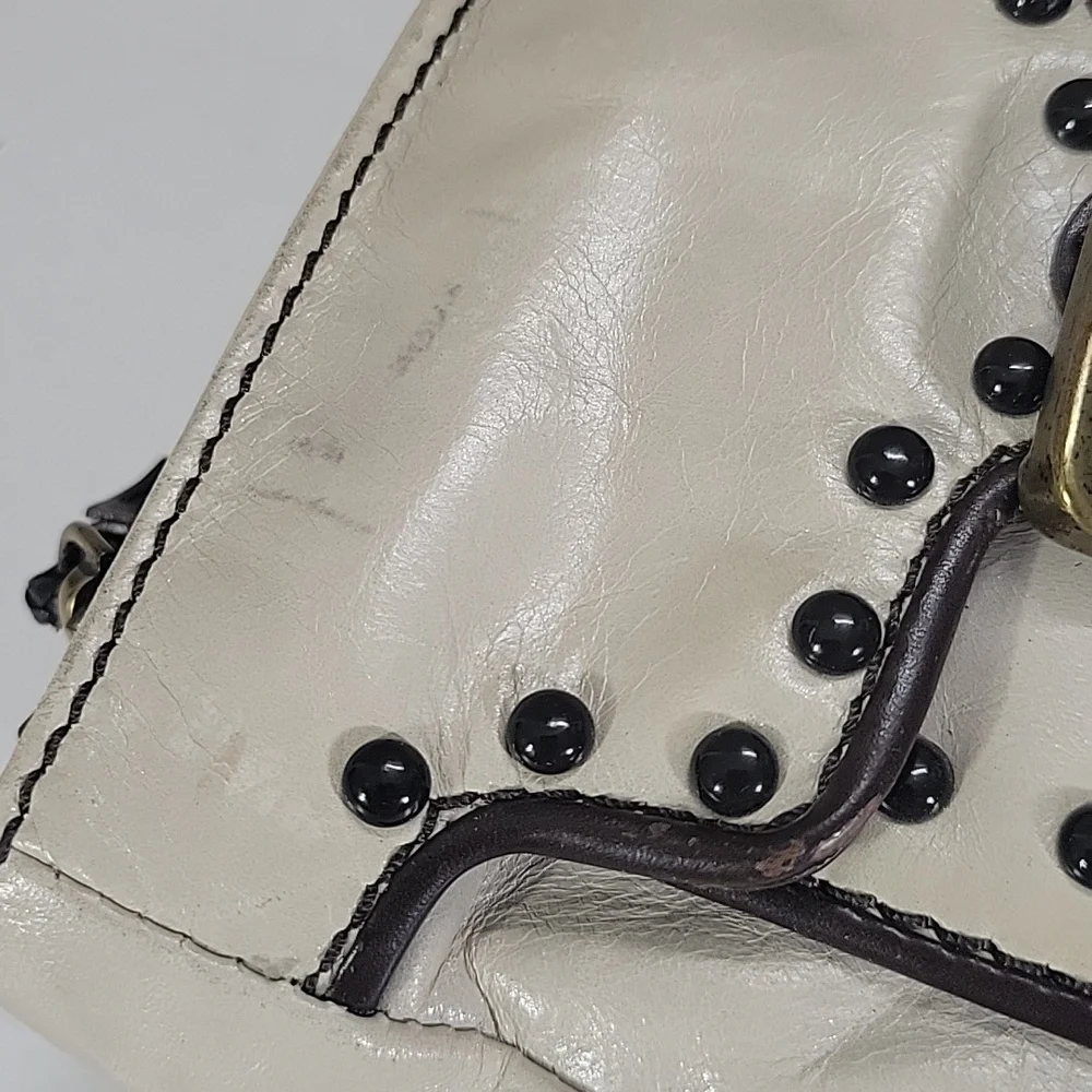Kate Landry Cream Studded Double-Pocket Wristlet Clutch Bag
